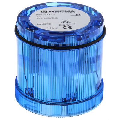 Werma 644 Series Blue Steady Effect Beacon Unit, 24 V dc, LED Bulb, AC, DC, IP65