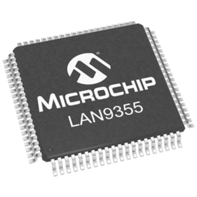 Microchip LAN9355I/PT, Ethernet Switch IC, 10Mbps, 1.2 V, 3.3 V, 80-Pin TQFP-EP