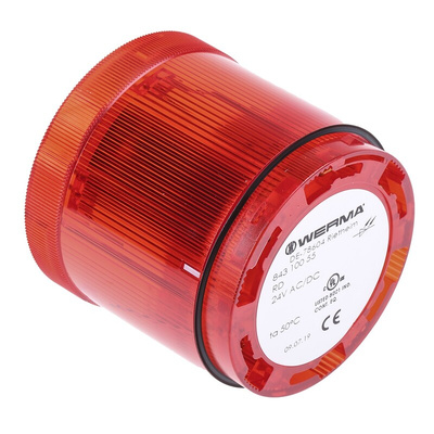 Werma 843 Series Red Steady Effect Beacon Unit, 24 V dc, LED Bulb, AC, DC, IP54