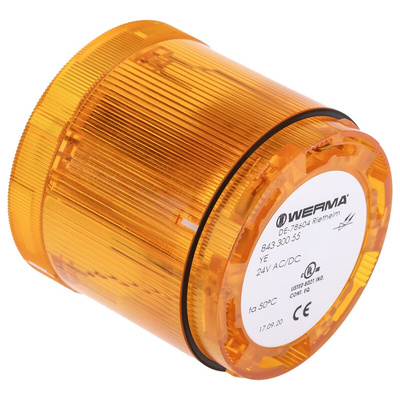 Werma 843 Series Amber Steady Effect Beacon Unit, 24 V dc, LED Bulb, AC, DC, IP54