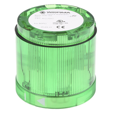Werma 843 Series Green Steady Effect Beacon Unit, 24 V dc, LED Bulb, AC, DC, IP54