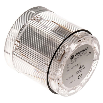 Werma KombiSIGN 70 Series Clear Steady Effect Beacon Unit, 24 V, LED Bulb, AC, DC, IP54