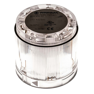 Werma KombiSIGN 70 Series Clear Steady Effect Beacon Unit, 24 V, LED Bulb, AC, DC, IP54