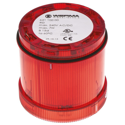 Werma 641 Series Red Steady Effect Beacon Unit, 12 → 230 V ac/dc, Filament Bulb, AC, DC, IP65