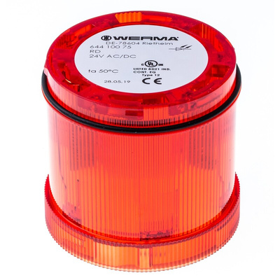 Werma KombiSIGN 71 Series Red Steady Effect Beacon Unit, 24 V, LED Bulb, AC, DC, IP65