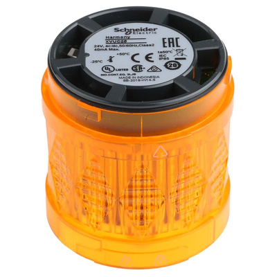 Schneider Electric Harmony XVU Series Amber Steady Effect LED Beacon, 24 V ac/dc, LED Bulb, DC, IP65