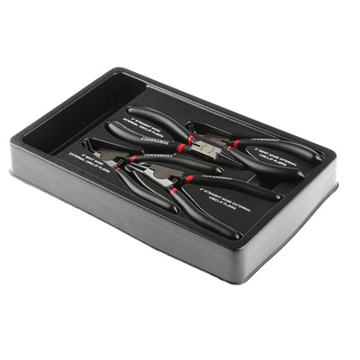 RS PRO 4-Piece Circlip Plier Set, Bent, Straight Tip, 250 mm Overall