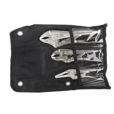 RS PRO 3-Piece Locking Plier Set, 250 mm Overall