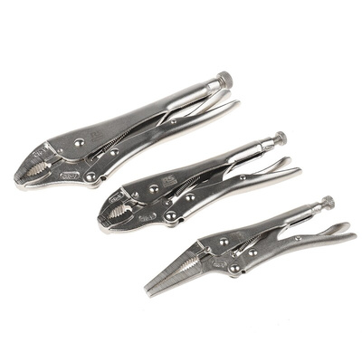 RS PRO 3-Piece Locking Plier Set, 250 mm Overall