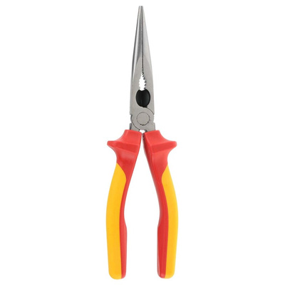 RS PRO Long Nose Pliers, 200 mm Overall, Straight Tip, VDE/1000V