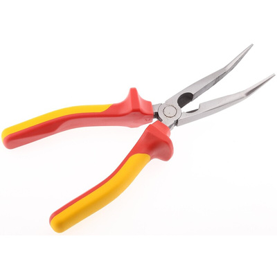 RS PRO Long Nose Pliers, 200 mm Overall, Bent Tip