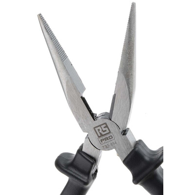 RS PRO Long Nose Pliers, 200 mm Overall, Straight Tip, 53mm Jaw