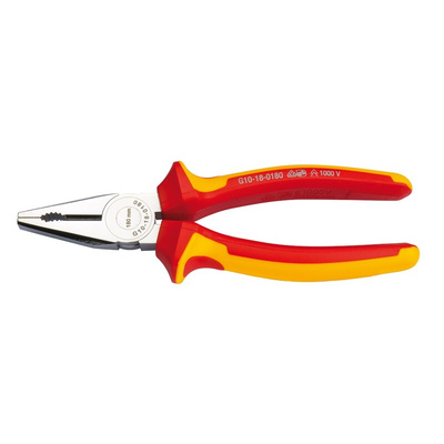 RS PRO Combination Pliers, 200 mm Overall, Straight Tip, VDE/1000V, 43mm Jaw