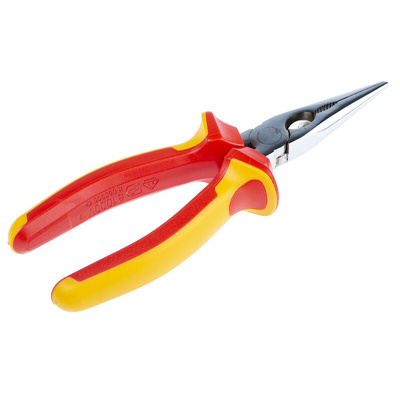 RS PRO Long Nose Pliers, 160 mm Overall, Straight Tip, VDE/1000V, 50,3mm Jaw