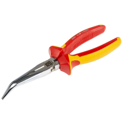 RS PRO Long Nose Pliers, 200 mm Overall, Straight Tip, VDE/1000V, 72mm Jaw