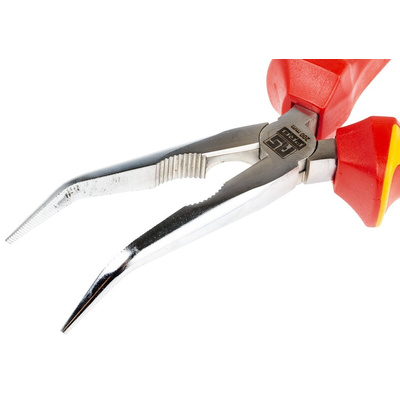 RS PRO Long Nose Pliers, 200 mm Overall, Straight Tip, VDE/1000V, 72mm Jaw