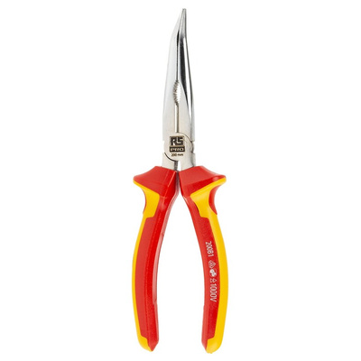 RS PRO Long Nose Pliers, 200 mm Overall, Straight Tip, VDE/1000V, 72mm Jaw