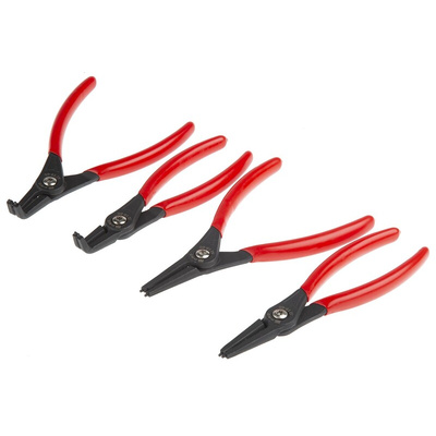 RS PRO 4-Piece Circlip Pliers, Bent, Straight Tip