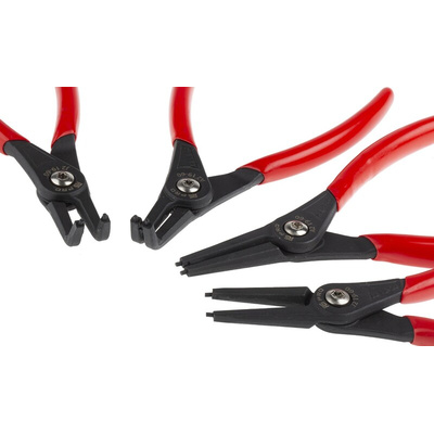RS PRO 4-Piece Circlip Pliers, Bent, Straight Tip