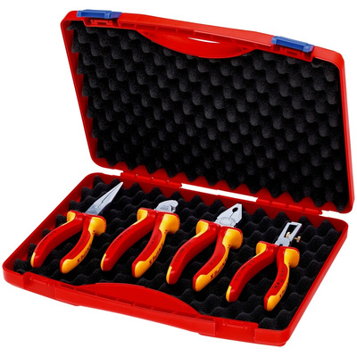 Knipex 4-Piece Plier Set, VDE/1000V, 10 in Overall