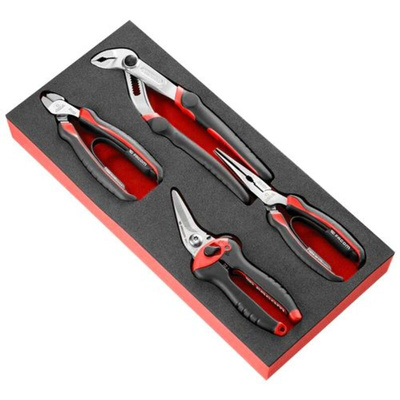 Facom 4-Piece Plier Set, Angled, Straight Tip, 160 mm, 200 mm, 205 mm Overall