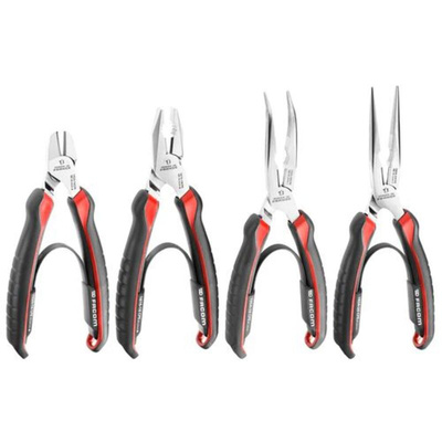 Facom 4-Piece Plier Set, Angled, Straight Tip, 160 mm, 180 mm, 200 mm Overall