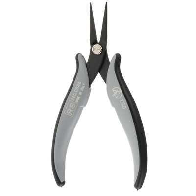 RS PRO Long Nose Pliers, 160 mm Overall, Straight Tip, 17mm Jaw, ESD