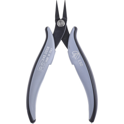 RS PRO Flat Nose Pliers, 140 mm Overall, Straight Tip, 20mm Jaw, ESD