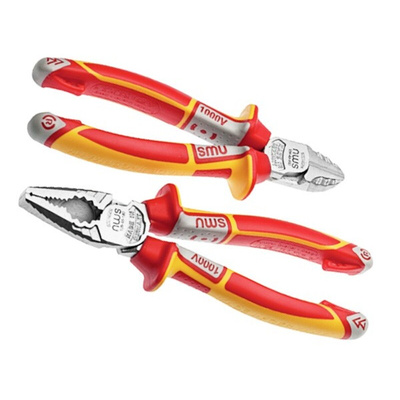 NWS NW860 2-Piece Combination Plier Set, Straight Tip, VDE/1000V, 180 mm Overall