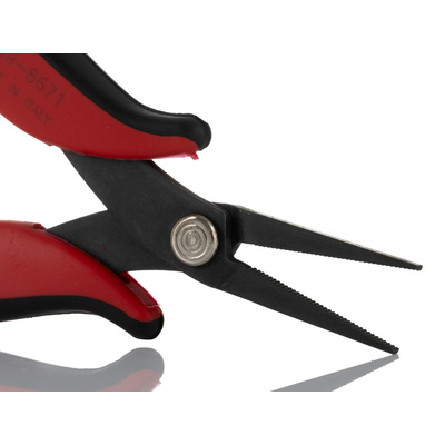 RS PRO Flat Nose Pliers, 160 mm Overall, Straight Tip, 28mm Jaw