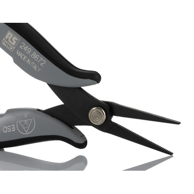 RS PRO Flat Nose Pliers, 160 mm Overall, Straight Tip, 32mm Jaw, ESD