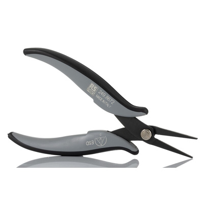RS PRO Flat Nose Pliers, 160 mm Overall, Straight Tip, 32mm Jaw, ESD