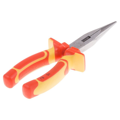 RS PRO Long Nose Pliers, 200 mm Overall, Straight Tip, VDE/1000V