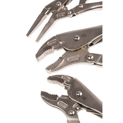 RS PRO 3-Piece Locking Plier Set, 180 mm Overall