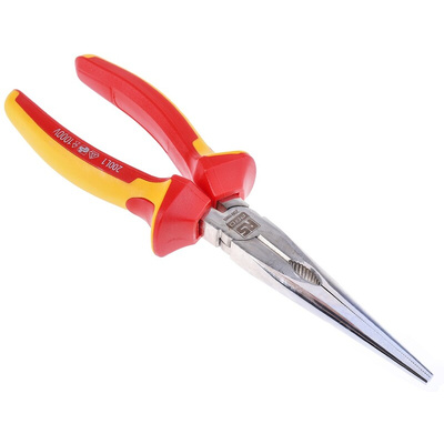 RS PRO Long Nose Pliers, 200 mm Overall, Straight Tip, VDE/1000V, 74mm Jaw