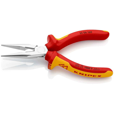 Knipex Long Nose Pliers, 160 mm Overall, Straight Tip, VDE/1000V, 50mm Jaw