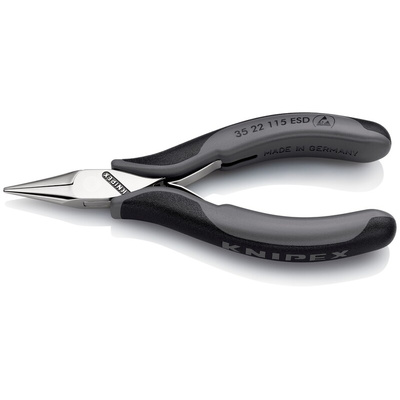 Knipex 35 22 Long Nose Pliers, 115 mm Overall, Straight Tip, 22.5mm Jaw, ESD