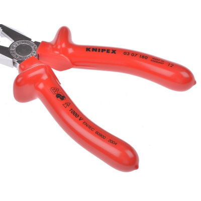 Knipex Combination Pliers, 180 mm Overall, Straight Tip, VDE/1000V