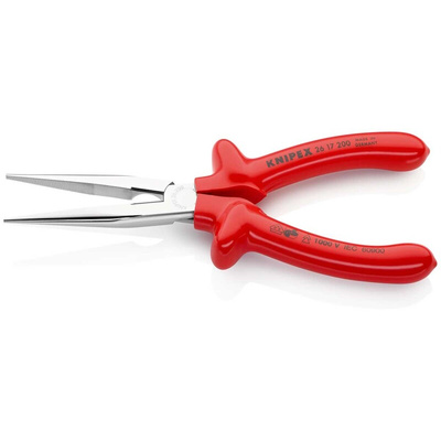 Knipex Long Nose Pliers, 200 mm Overall, Straight Tip, VDE/1000V, 73mm Jaw