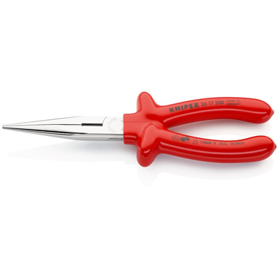 Knipex Long Nose Pliers, 200 mm Overall, Straight Tip, VDE/1000V, 73mm Jaw