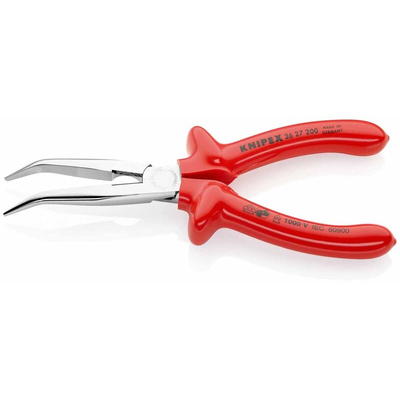 Knipex Long Nose Pliers, 200 mm Overall, Angled Tip, VDE/1000V, 73mm Jaw