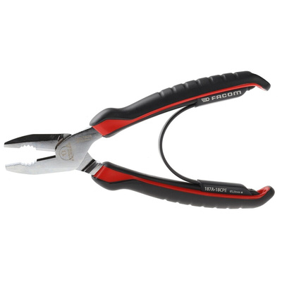 Facom Combination Pliers, 185 mm Overall, Straight Tip, 36mm Jaw