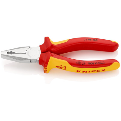 Knipex Combination Pliers, 160 mm Overall, Straight Tip, VDE/1000V