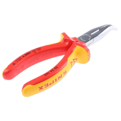 Knipex 25 26 Long Nose Pliers, 160 mm Overall, Angled Tip, VDE/1000V, 50mm Jaw