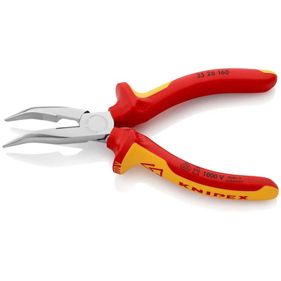 Knipex 25 26 Long Nose Pliers, 160 mm Overall, Angled Tip, VDE/1000V, 50mm Jaw