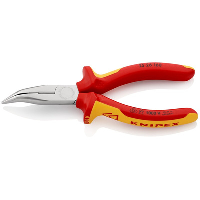 Knipex 25 26 Long Nose Pliers, 160 mm Overall, Angled Tip, VDE/1000V, 50mm Jaw
