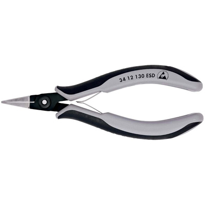 Knipex 34 12 Electronics Pliers, Flat Nose Pliers, 130 mm Overall, Straight Tip, 22mm Jaw, ESD