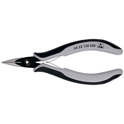 Knipex 34 22 Electronics Pliers, Long Nose Pliers, 132 mm Overall, Straight Tip, 23mm Jaw, ESD