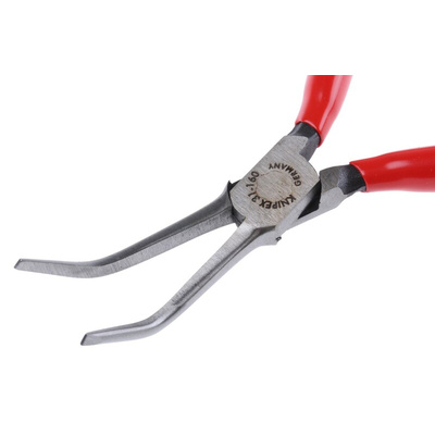 Knipex Long Nose Pliers, 160 mm Overall, Angled Tip, 55mm Jaw