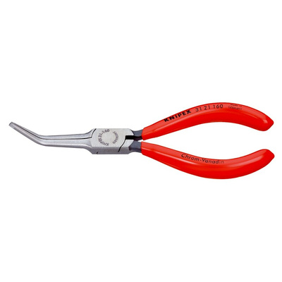 Knipex Long Nose Pliers, 160 mm Overall, Angled Tip, 55mm Jaw